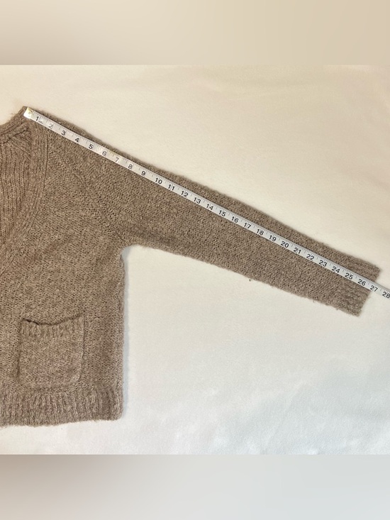 GAP Taupe Brown Cropped Knit Cardigan V-Neck Button Up Wool Blend Size Medium - Picture 11 of 11